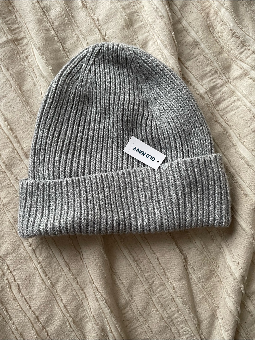 Old Navy Light Gray Ribbed Cuffed Beanie